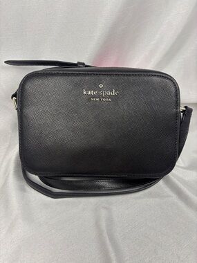 kate spade black Saffiano leather camera crossbody